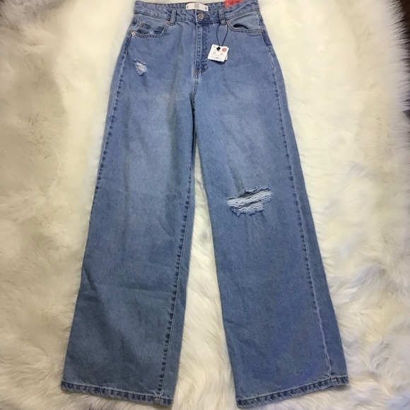 LEFTIES Denim Collection High Rise Wide Leg Full Length 100% Cotton Jeans NWT - Picture 4 of 16